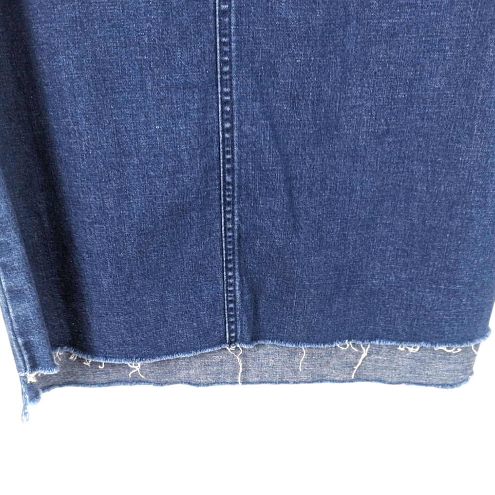 Madewell Denim Step Hem Dress Denim Shift Dress 3/4 Sleeve Raw Hem Womens XXS - Picture 6 of 10